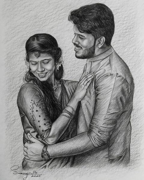Couples Graphite Pencil Sketch
